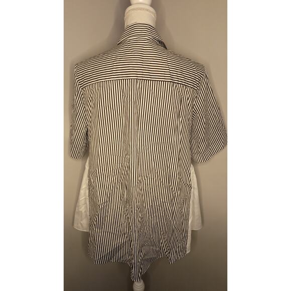 Adam lippes Poplin striped brown short sleeve blouse shirt 12 - Picture 5 of 11